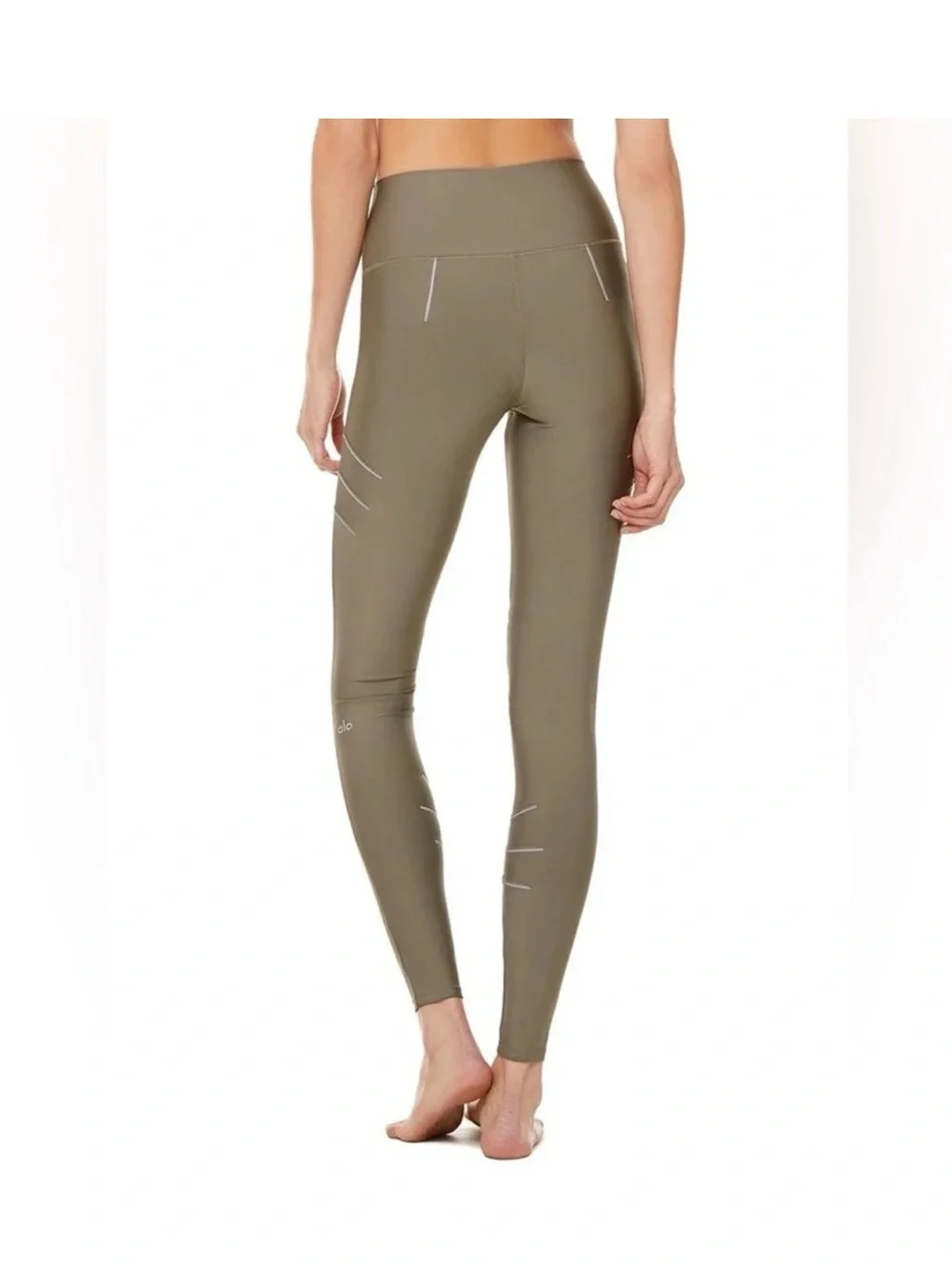 EUC Alo High Waist Sequence Airlift Leggings Reflective S Olive Branch Green